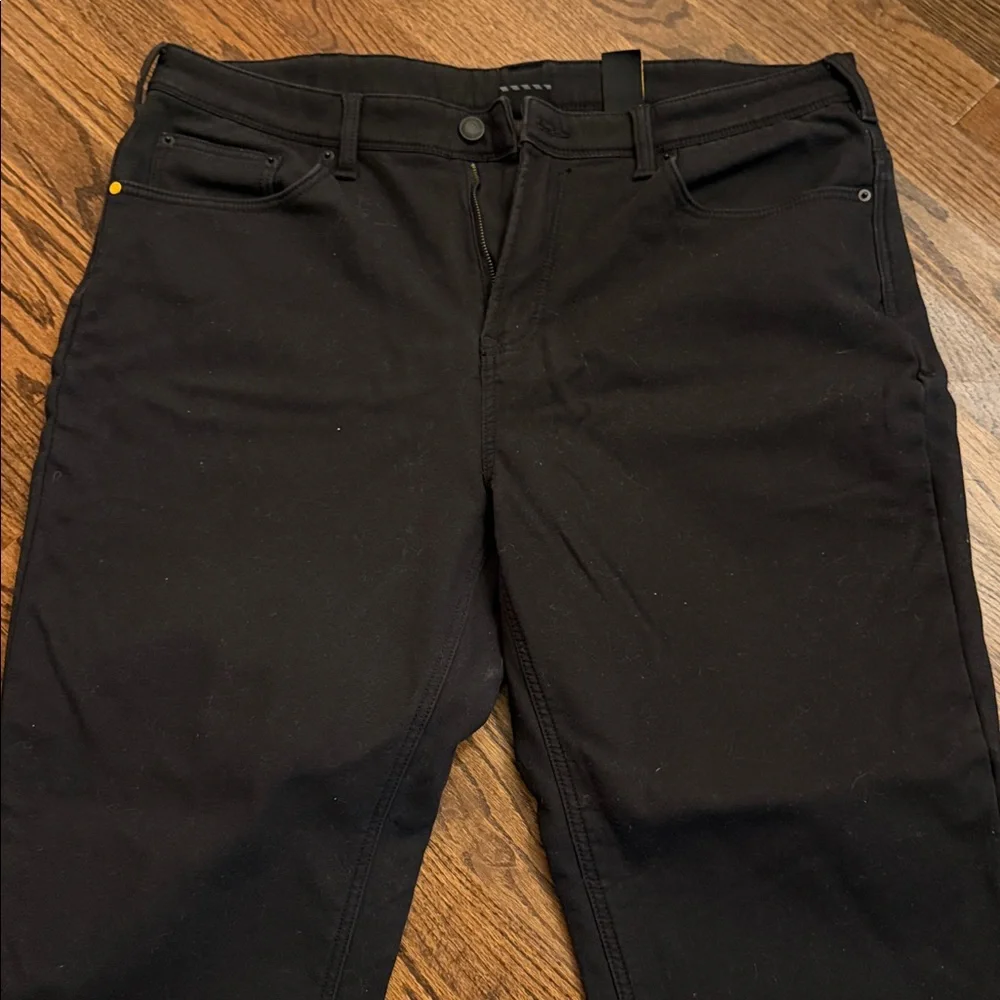 CAT Men's Straight Leg Fleece Lined Stretch Canvas Work Pants Black 40 x 32
